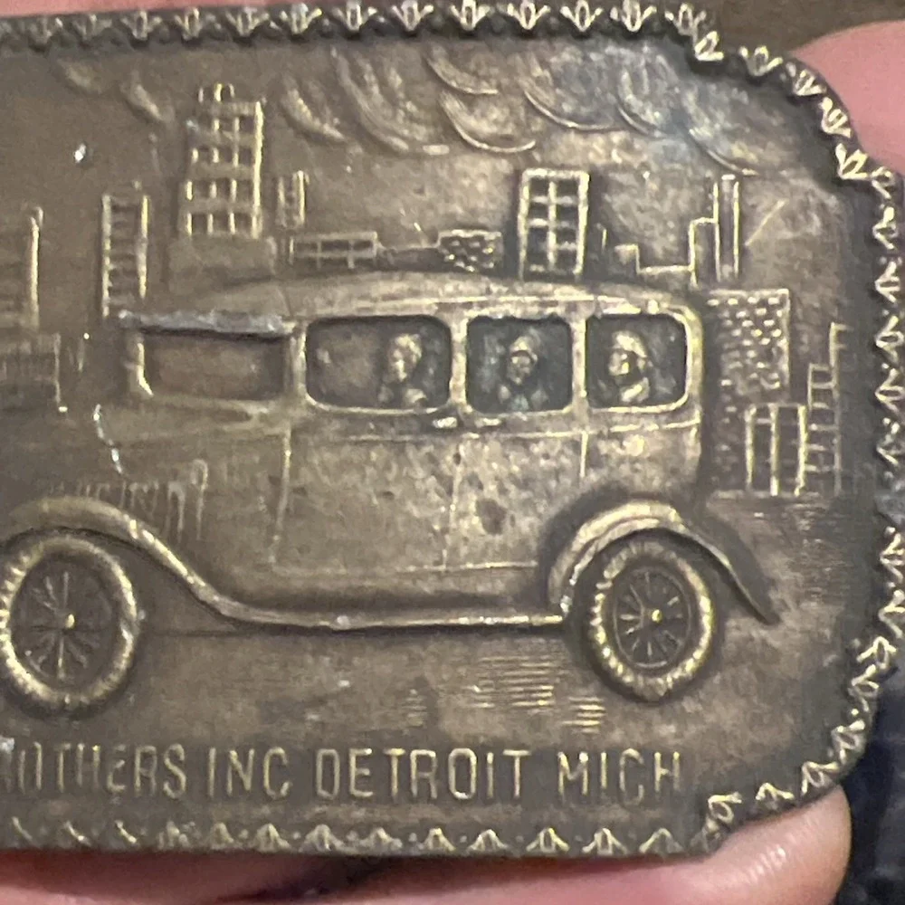 Vintage Dodge Brothers Inc Antique Car Brass Belt Buckle 1970s Detroit Mich G-36